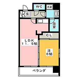 レインボーピア記念橋 1LDKの間取図画像