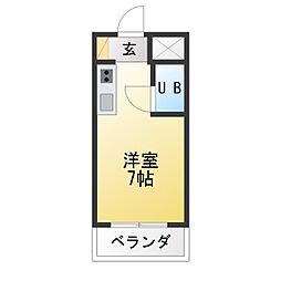 パリーマンション 1Kの間取図画像