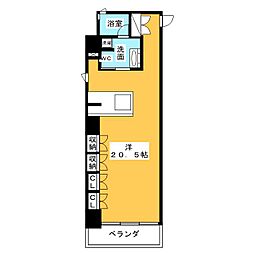 スクエア名駅南 1DKの間取図画像