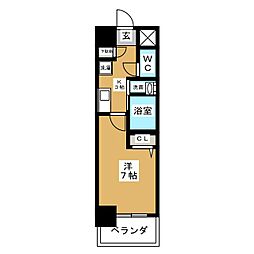フローライト上前津 1Kの間取図画像