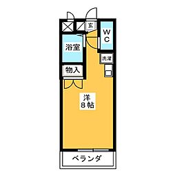 ホーメストつるまい ワンルームの間取図画像