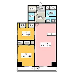 JMF-Residence名駅南 2LDKの間取図画像