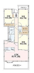 ヴィルヌーブみずほ台 3LDKの間取図画像