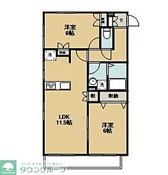 アトリオヴィラ壱番館 1階2LDKの間取り