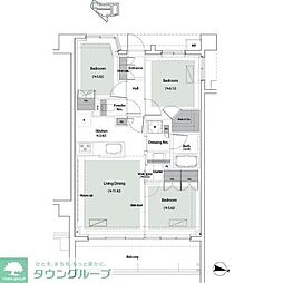 東急田園都市線 宮前平駅 徒歩4分の賃貸マンション 4階3LDKの間取り