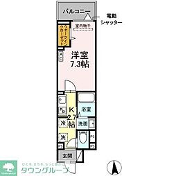 東急田園都市線 長津田駅 徒歩11分の賃貸アパート 2階1Kの間取り