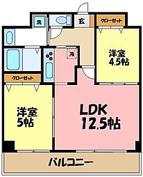 リブイル 2LDKの間取図画像