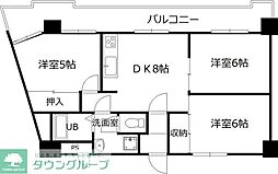 横溝第2マンション 3DKの間取図画像