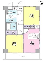 サニーヒル東 2DKの間取図画像
