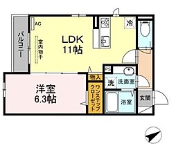 ヴューテラスナカイ 1LDKの間取図画像
