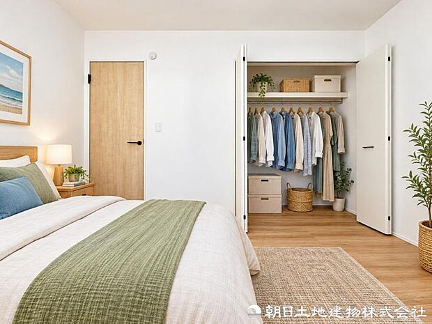 お子様の成長に合わせて机やベッドを自由に配置できる洋室。プライバシーを守りながら、自立心を育める子供部屋としても最適です。お子様の自立心を優しく育める洋室です。※家具はAIによるイメージになります
