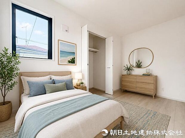 【洋室】 陽当りと通風に配慮した快適な洋室。家族との距離感を保ちつつ、自然とつながりを感じられる設計で、毎日の暮らしに心地よさをもたらします。