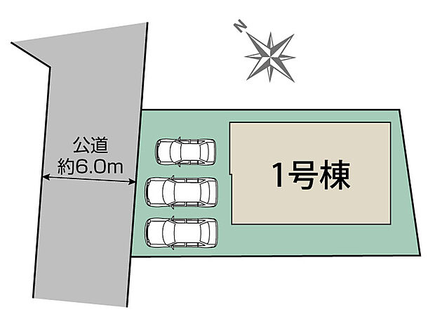 区画図:お車が3台並立でお停めいただけます(車種によります)