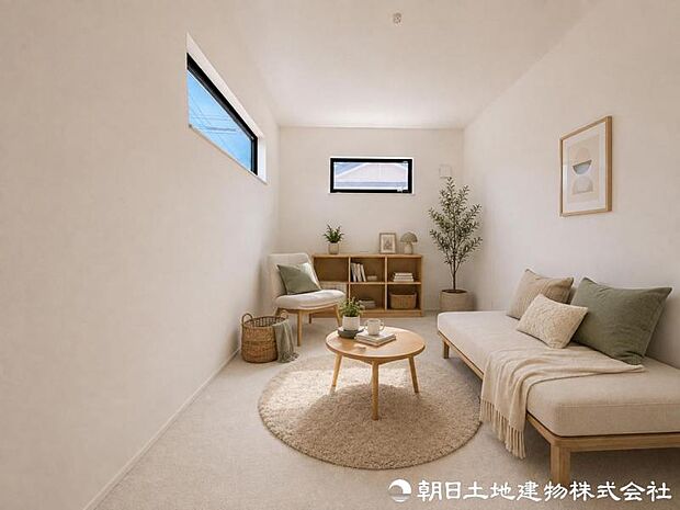 やわらかな光が差し込む、シンプルで落ち着きのある洋室。足触りの心地よいカーペット敷きで、寝室や子ども部屋など多彩に活用できます。※家具はAIによるイメージになります