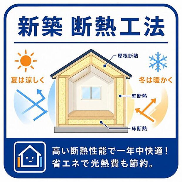 【断熱工法】高性能断熱材を採用しており国の基準に適合する断熱性能を有します。