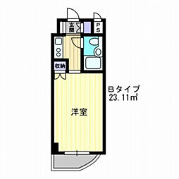 アルファ京町 7階1Kの間取り