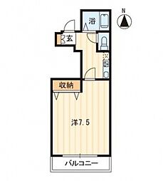 プティ・ハイム本町 3階1Kの間取り
