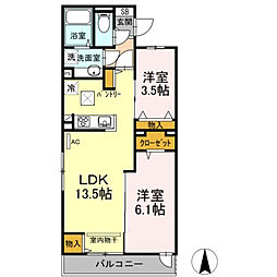 アレグリア 1階2LDKの間取り