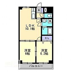 Whitestone白石 2LDKの間取図画像