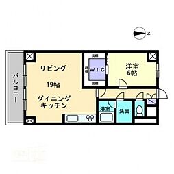 旭川スカイハイツ 3階1LDKの間取り