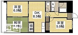 ヤマシタ大元ビル 503号室 5階3LDKの間取り
