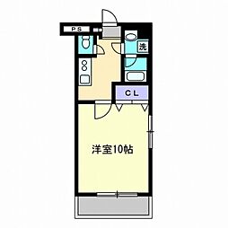 アーバンパレス医大南 1階1Kの間取り