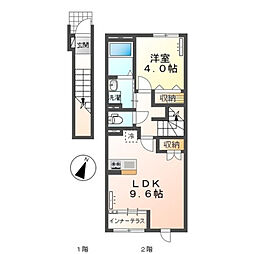 フロード・Ｎ 2階1LDKの間取り