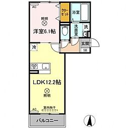 エルピスII 3階1LDKの間取り