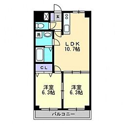 Whitestone白石 2LDKの間取図画像