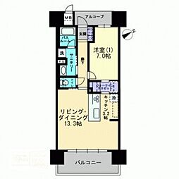 アルファステイツ大学病院通り 14階1LDKの間取り