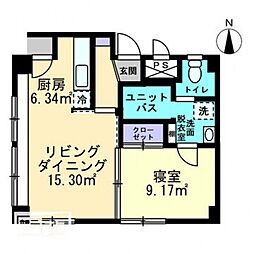 第二新和ビル 5階1DKの間取り