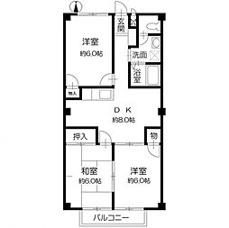 フォブール藤田1 3DKの間取図画像