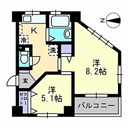 カルム厚生町 2Kの間取図画像