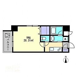 LeCube富田町 1Kの間取図画像