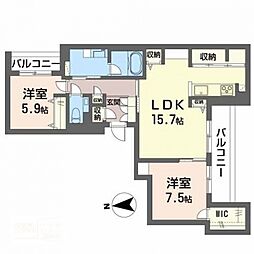 カーサ・カリダ 2LDKの間取図画像