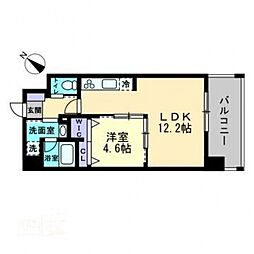 JRBハイツ岡山 1LDKの間取図画像