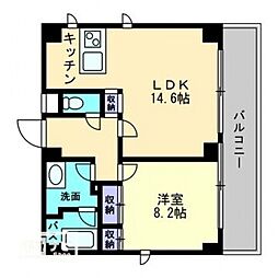 ボヌールスクエアアコオ5番館 1LDKの間取図画像
