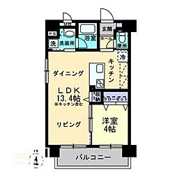 PIAGLORIA東古松 1LDKの間取図画像