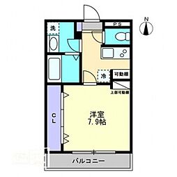アロウル大元駅前 1Kの間取図画像