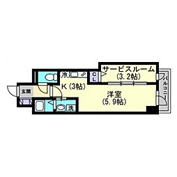 パークグランデ蕃山 1SKの間取図画像