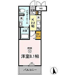 FORESTA岡山医大南 1Kの間取図画像