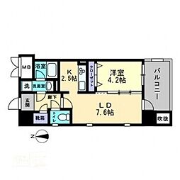 セントラルアベニュー下石井 1LDKの間取図画像