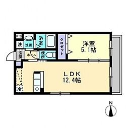 ヴィクトワール大供 1LDKの間取図画像