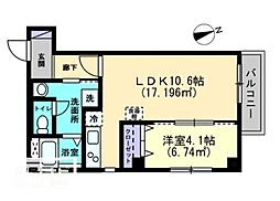 プレミール亀岡 3階1LDKの間取り