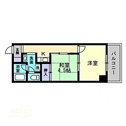 花園パークマンション 5階2Kの間取り