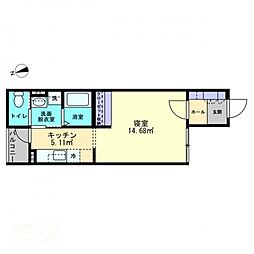 ミュー亀井町 1階1Kの間取り