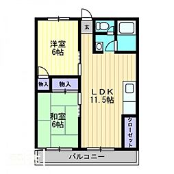 ドルフィン木太1 2LDKの間取図画像