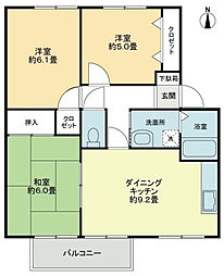 Fo.トロワ木太Ａ 3階3DKの間取り