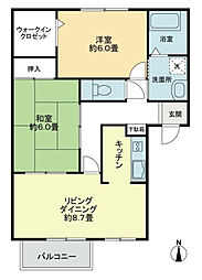 フォブール紅陽B 2LDKの間取図画像