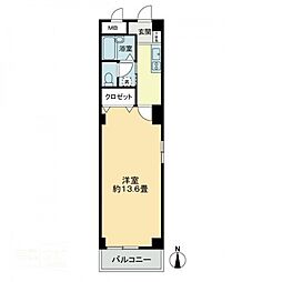 フィネスＦＵＴＡＭＩ 2階1Kの間取り
